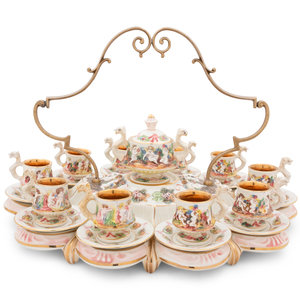 Appraisal: A Capodimonte Porcelain Demitasse Tea Service with Undertray comprising of