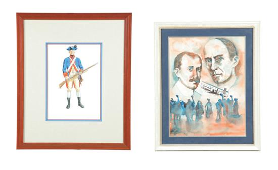 Appraisal: TWO PAINTINGS American th century watercolors on paper Probably illustrations