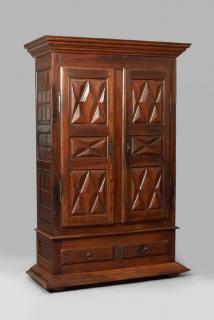 Appraisal: Louis XIII Style Carved Mahogany Armoire th c the stepped