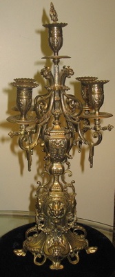 Appraisal: PAIR OF BRASS PLATED ORNATE CANDELABRA in the Renaissance style