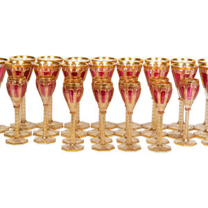 Appraisal: A Set of Bohemian Gilt Decorated Glass Stemware Late th