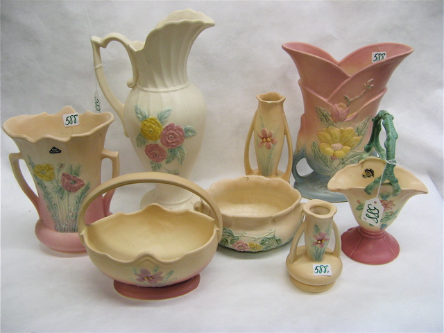 Appraisal: EIGHT AMERICAN HULL ART POTTERY PIECES various forms and patterns