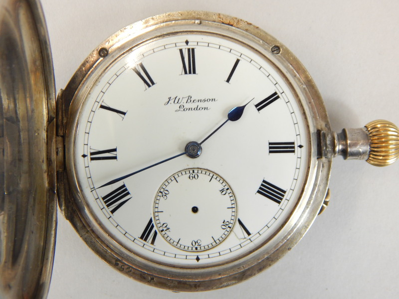 Appraisal: An Edward VII silver Hunter J W Benson pocket watch