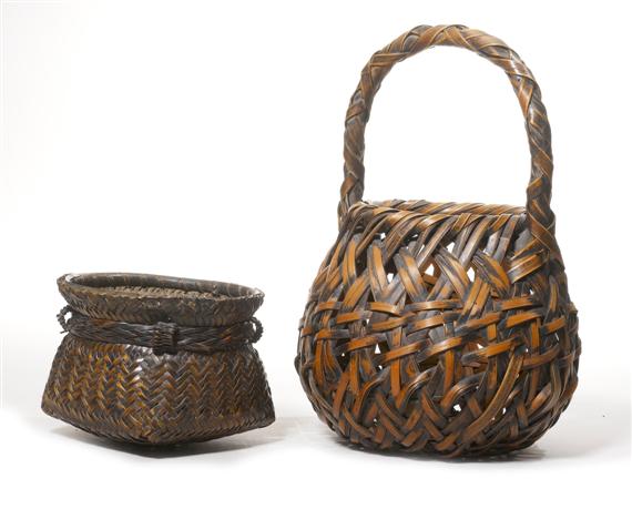 Appraisal: TWO IKEBANA BASKETS Japan th th c height and cm