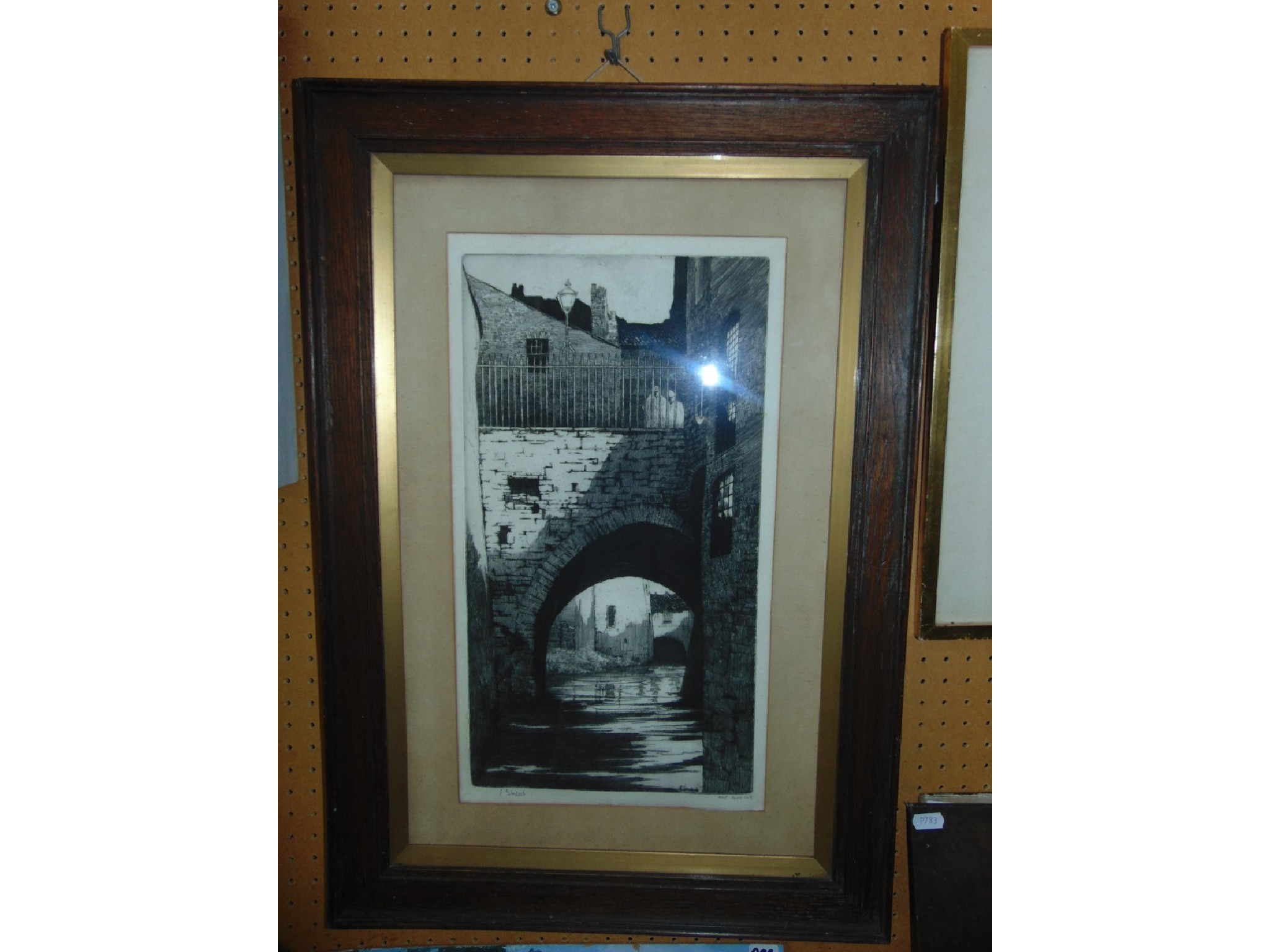 Appraisal: Two black and white etchings by E Sharland one showing