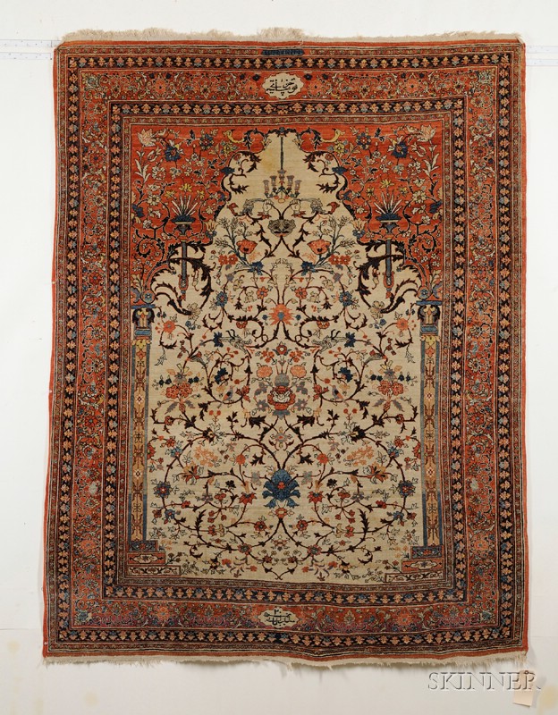 Appraisal: Tabriz Prayer Rug Northwest Persia early th century small light