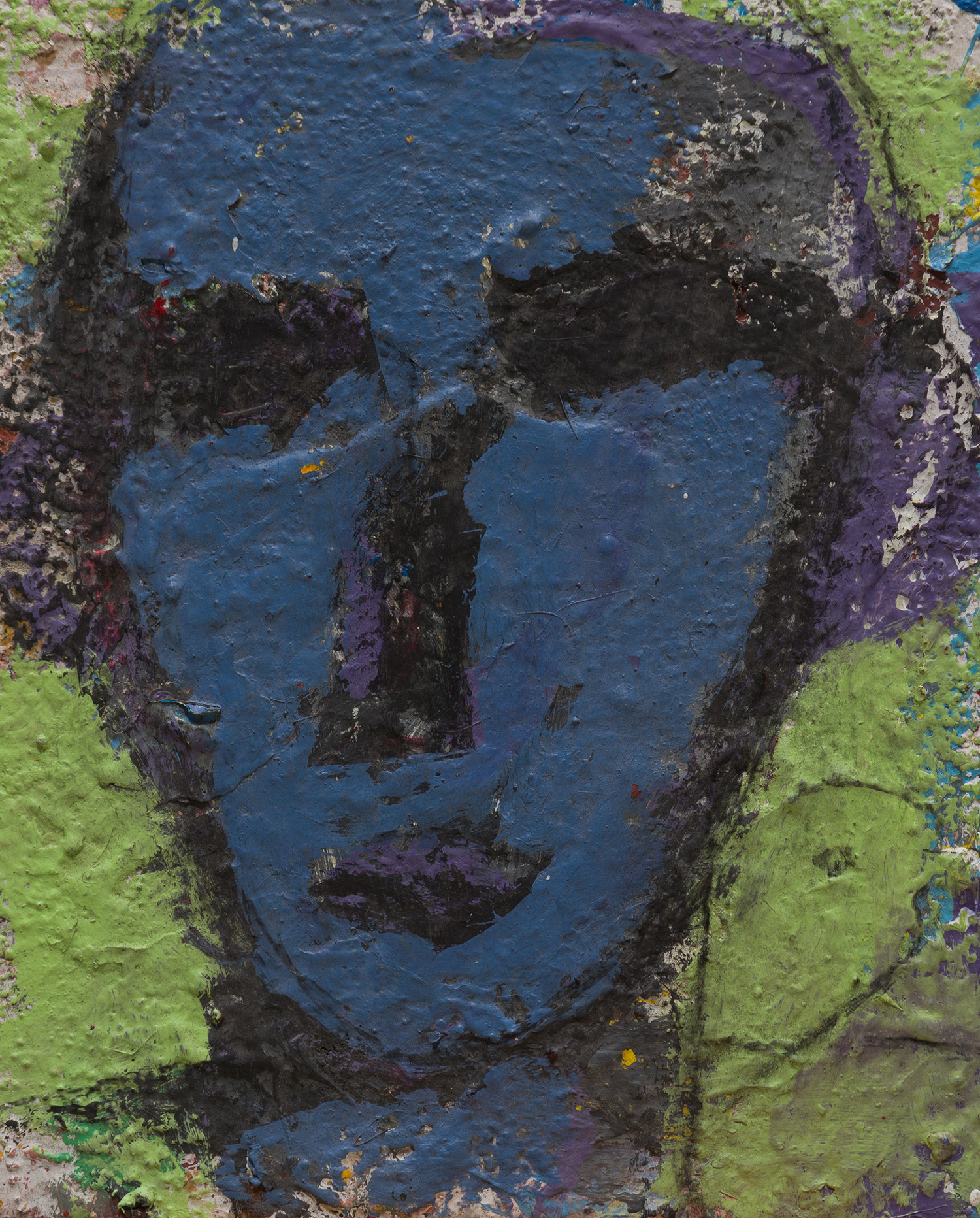 Appraisal: STEPHEN LANGDON TH CENTURY Blue Face mixed media on canvas