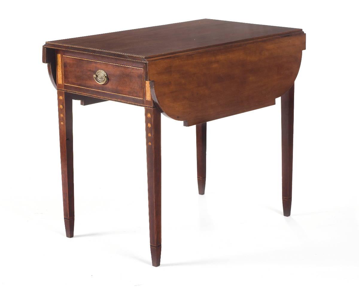 Appraisal: CONNECTICUT HEPPLEWHITE INLAID MAHOGANY PEMBROKE TABLE The rectangular top and