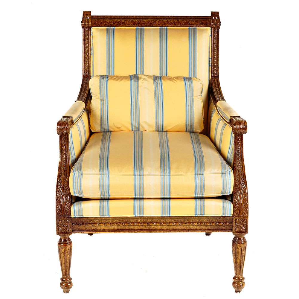 Appraisal: Kravet Furniture Regency Style Upholstered Chair Carved and painted wood