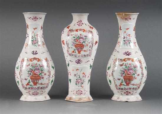 Appraisal: Pair of Chinese Export Famille Rose chicken skin porcelain vases