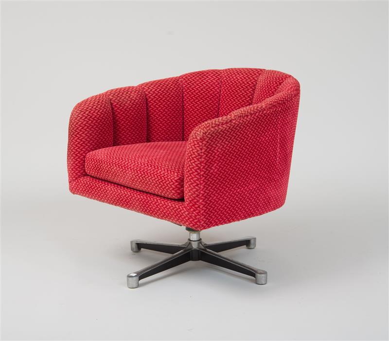 Appraisal: Swivel Armchair Brickel Associates dated Aluminum velour upholstery with label