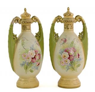 Appraisal: A PAIR OF AUSTRIAN PORCELAIN VASES ALEXANDRA PORCELAIN WORKS A