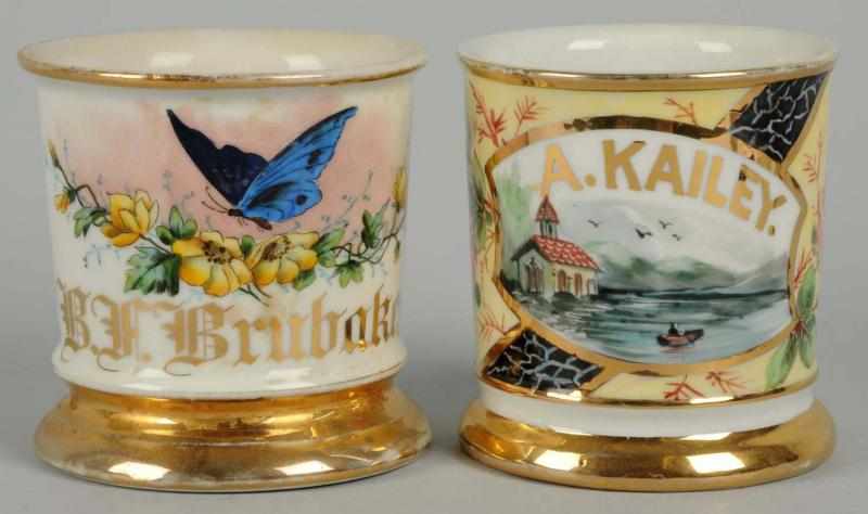 Appraisal: Lot of Scenic Shaving Mugs Includes one with lake scene