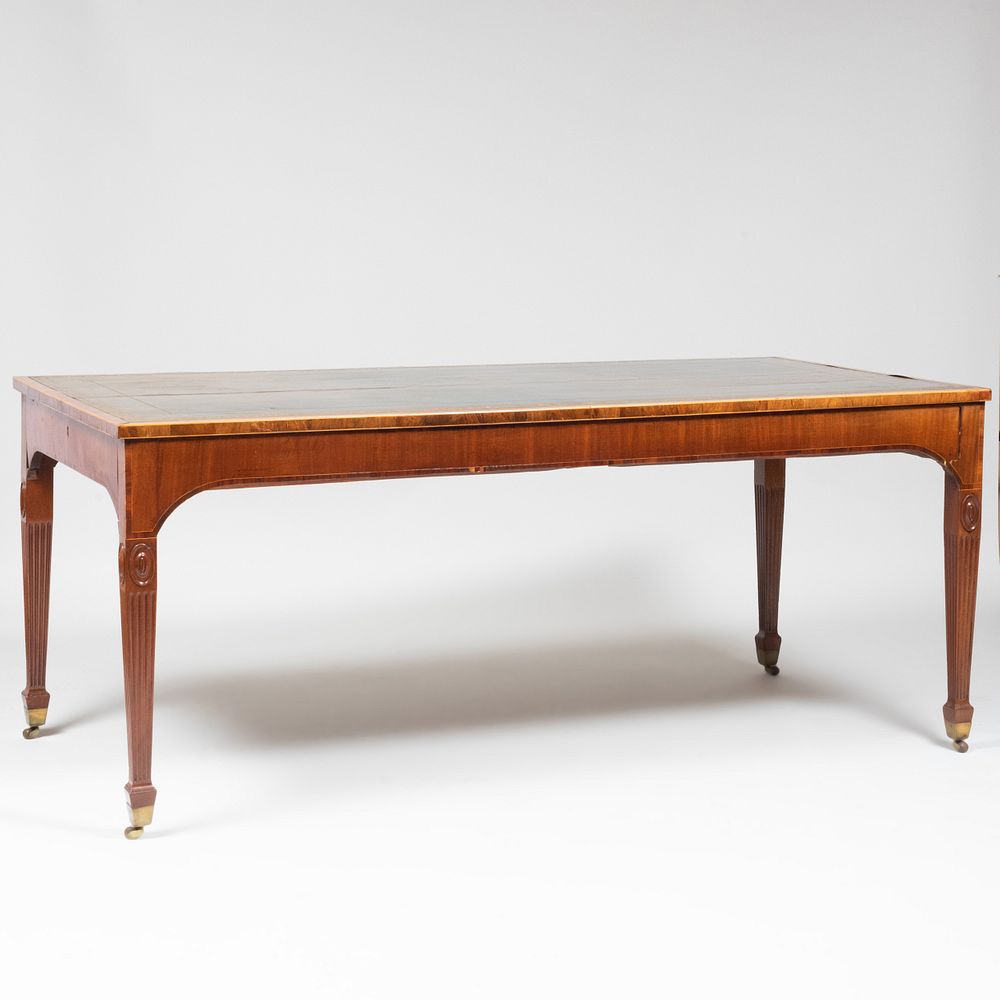 Appraisal: George III Inlaid Mahogany Desk Fitted with two drawers at