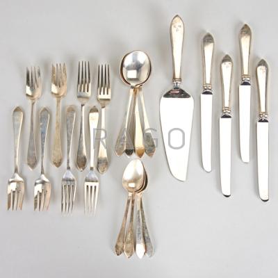 Appraisal: TIFFANY CO FANWELL STERLING FLATWARE Twenty-one pieces - Four five-piece