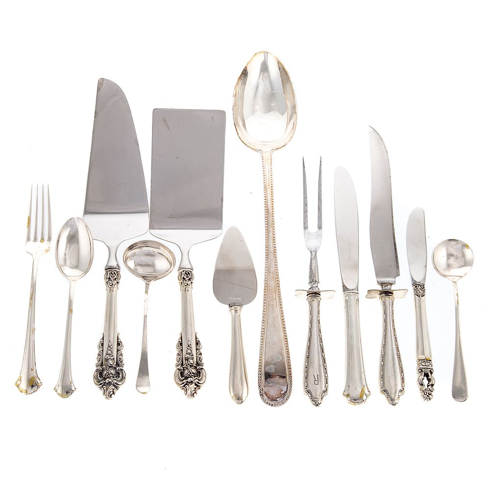 Appraisal: Collection Sterling Flatware Serving Pieces Sterling includes two-piece carving set