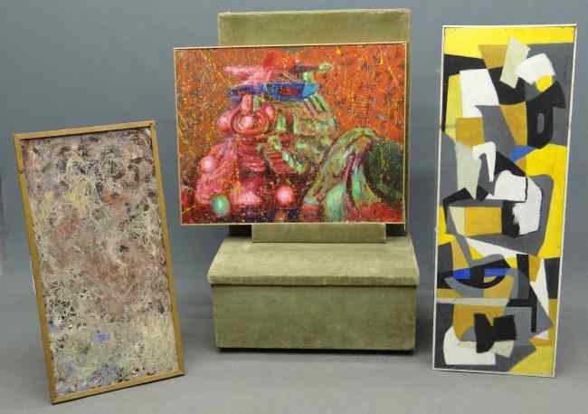 Appraisal: Lot abstract paintings Including oil on canvas signed ''John Parks