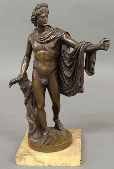 Appraisal: Bronze statue of Apollo god of light and sun standing