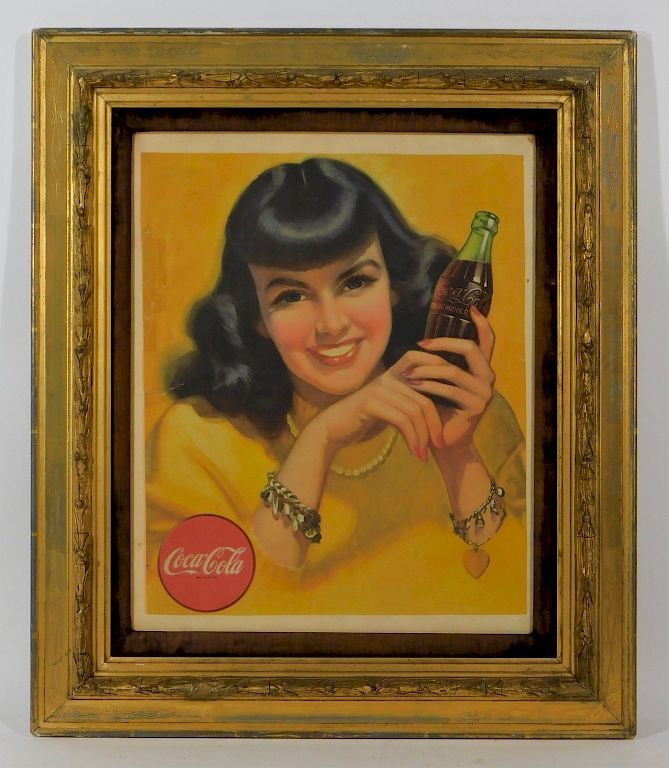 Appraisal: Antique Coca Cola Girl Paper Advertisement Sign United States First