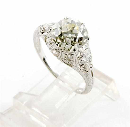 Appraisal: Belle Epoque platinum filigree and diamond ring circa Old European-cut