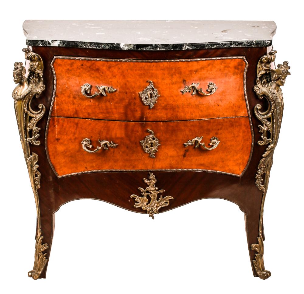 Appraisal: LOUIS XV-STYLE GILT BRONZE-MOUNTED COMMODEearly th century Condition uneven wear