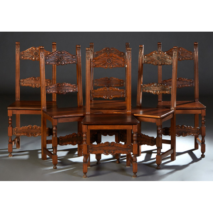 Appraisal: Set of Six Italian Carved Mahogany Dining Chairs early th