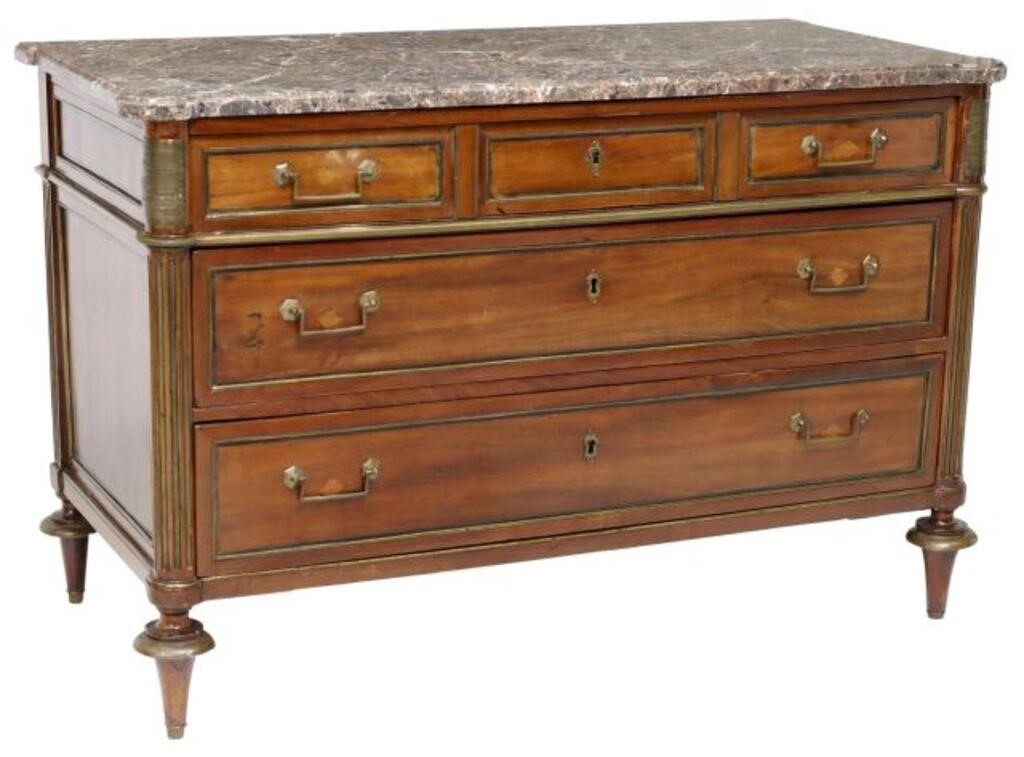 Appraisal: French Louis XVI style mahogany commode th c having shaped