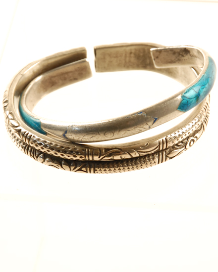 Appraisal: Two Chinese Silver Bracelets One Marked