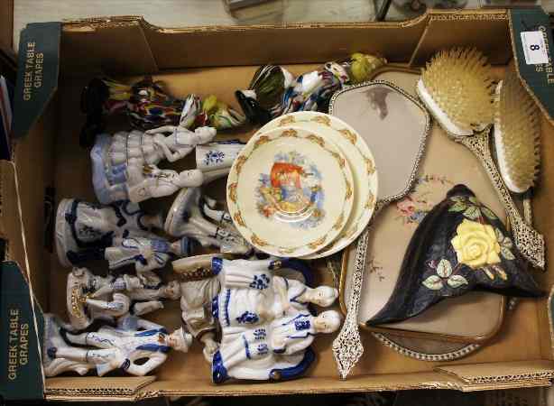 Appraisal: A collection of various pottery continental figures ladies vanity set