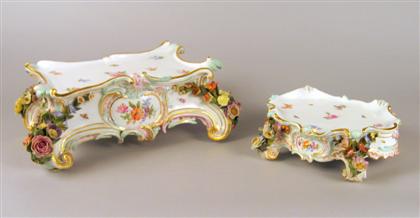 Appraisal: Two Meissen porcelain flower-encrusted stands late th early th century