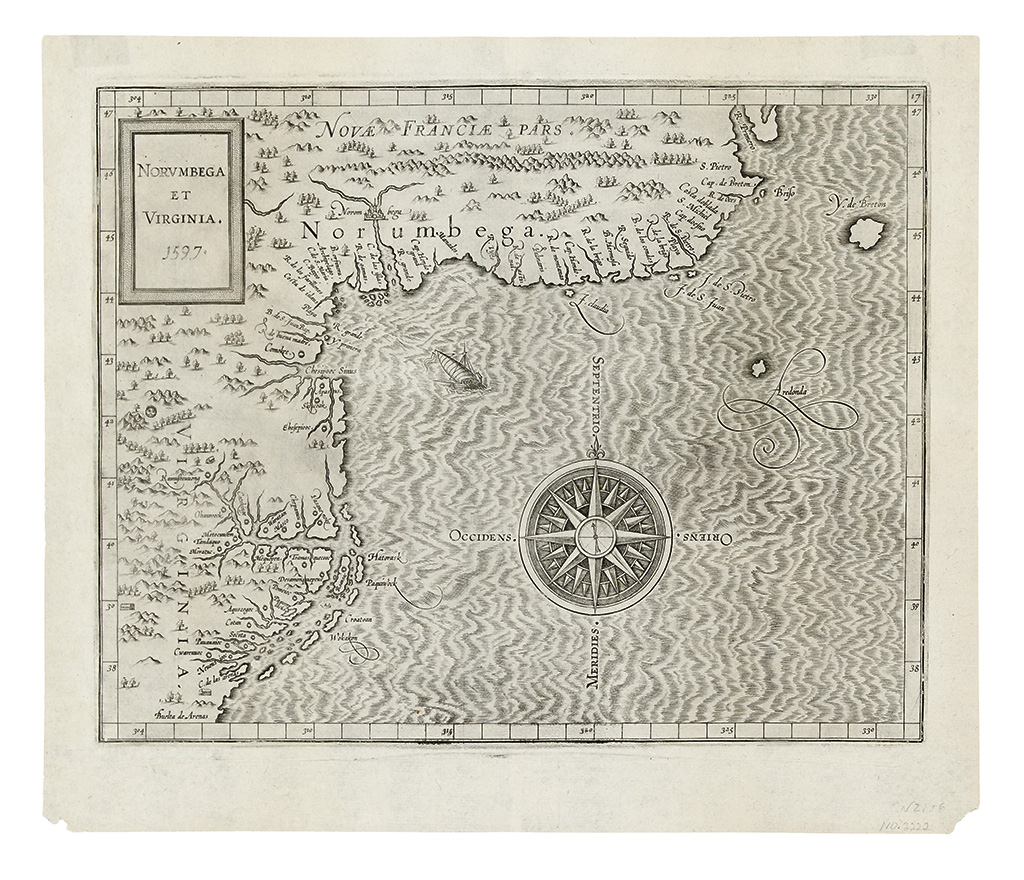 Appraisal: WYTFLIET CORNELIS Norumbega et Virginia Double-page engraved map of part