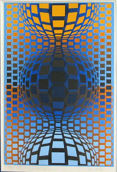 Appraisal: Victor Vasarely Hungarian - Untitled Composition s Color screenprint on