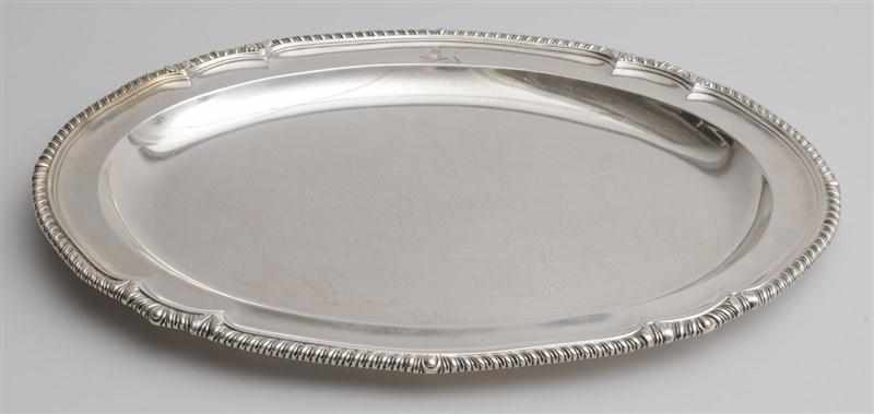 Appraisal: GEORGE III CRESTED SILVER MEAT DISH Small WS in rectangle