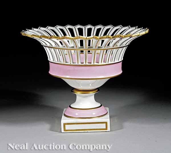 Appraisal: A Paris Porcelain Corbeille pink bands with gilt accents flared