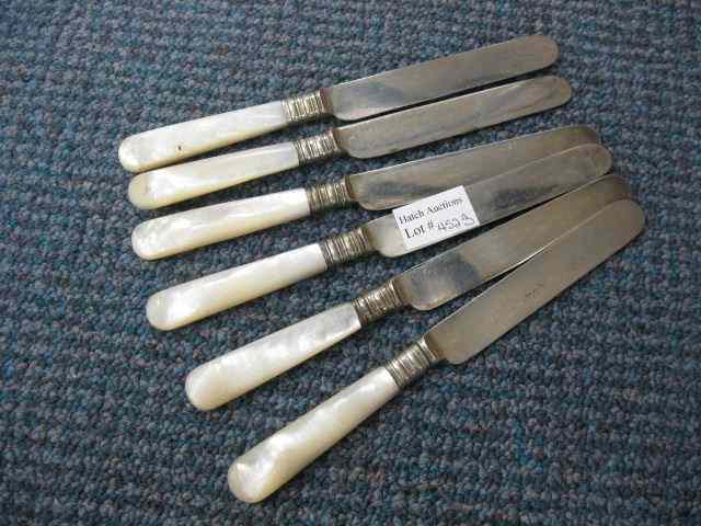 Appraisal: Mother-of-Pearl Fruit Knives sterlingferrules - ''