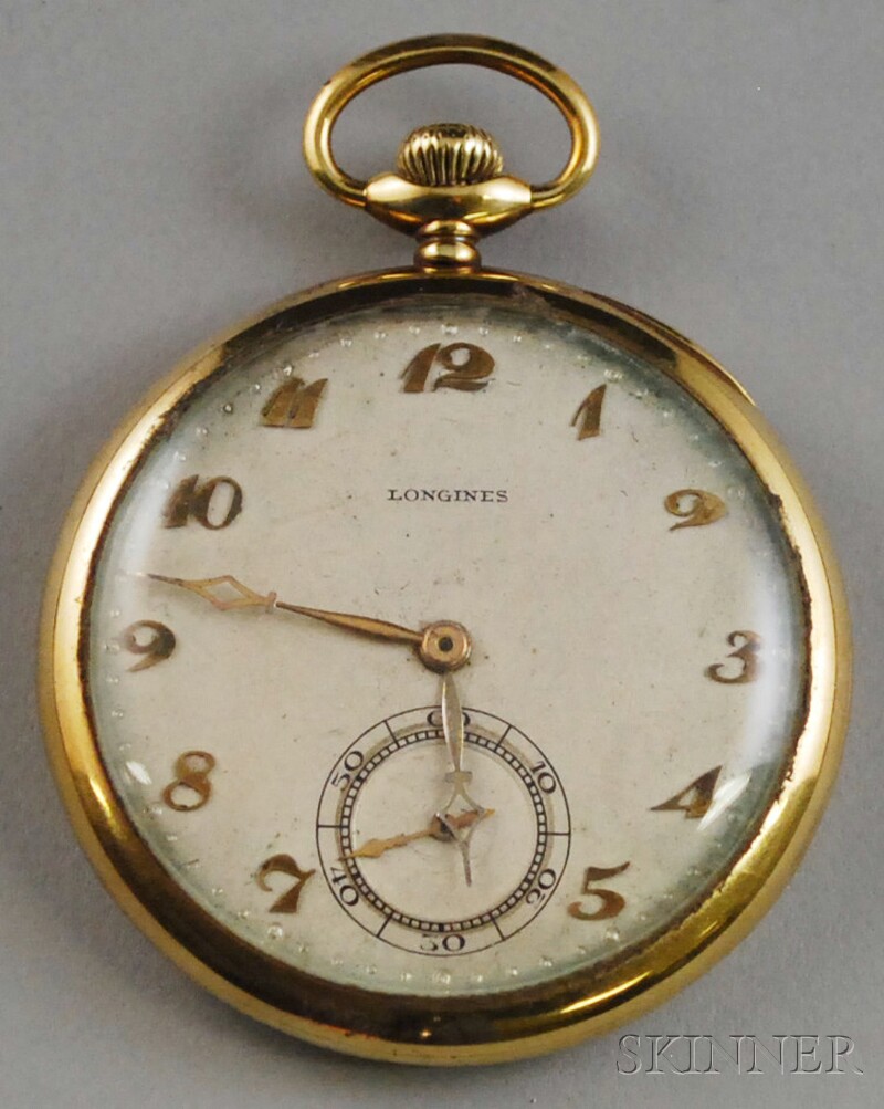 Appraisal: kt Gold Longines Open-face Pocket Watch inner case engraved Edward