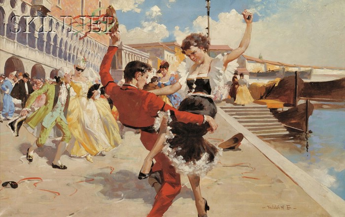 Appraisal: Witman Etelka Vizkeleti Hungarian - Dancers at Carnevale Signed Vizkeleti