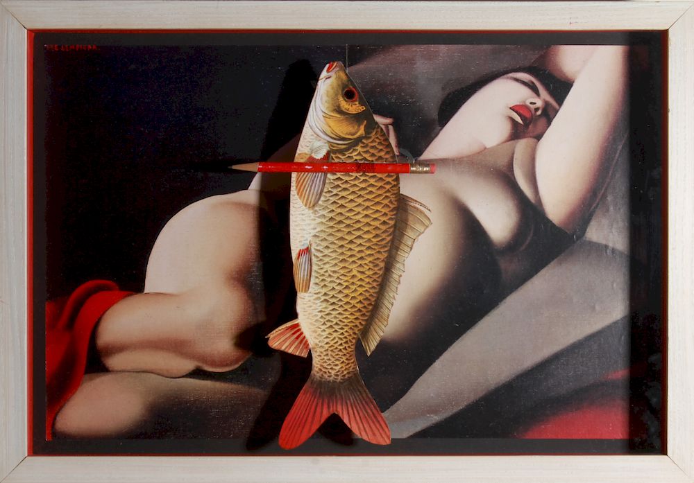 Appraisal: Michaele Vollbracht Nude Fish Pencil Mixed Media Michaele Vollbracht American