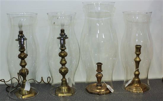 Appraisal: Sale Lot Two Pairs of Brass Candlesticks th century each