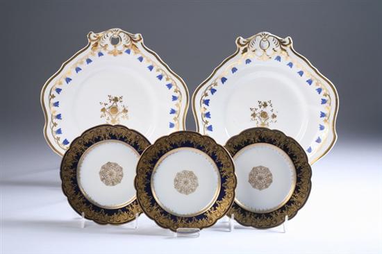 Appraisal: FOUR COALPORT PORCELAIN CAKE PLATES Coalport of shaped form bellflower