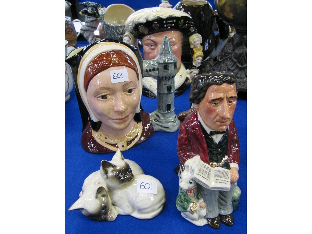 Appraisal: Three Royal Doulton character jugs King Henry VIII D Catherine