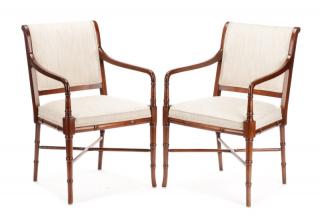 Appraisal: Pair Hickory Chair Furniture Bamboo Armchairs Hickory Chair Furniture American