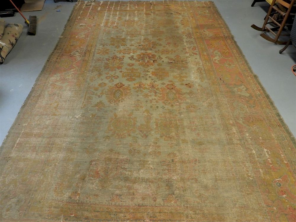 Appraisal: LARGE C Persian Oushak Oriental Carpet Rug Persia Circa Repeated