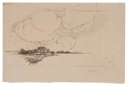 Appraisal: JAMES A M WHISTLER Wooded Landscape Pen and black ink