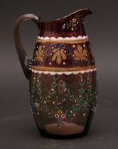 Appraisal: Moser Glass Pitcher Cranberry and gray glass pitcher features a