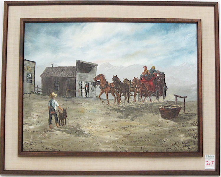 Appraisal: ROBERT LEBRON OIL ON CANVAS New York born Stagecoach coming