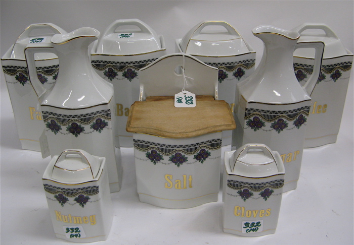 Appraisal: GERMAN FOURTEEN PIECE COVERED SPICE AND CONDIMENT SET five are