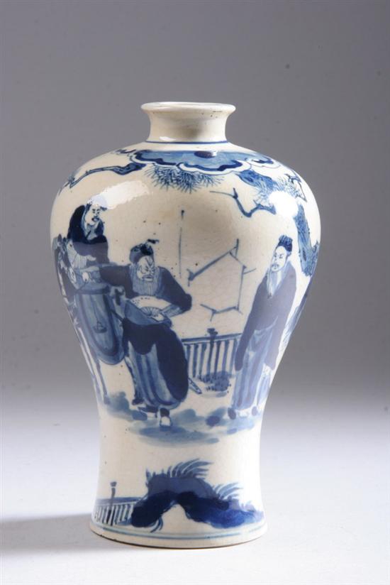 Appraisal: CHINESE BLUE AND WHITE SOFT PASTE PORCELAIN MEIPING Kangxi six