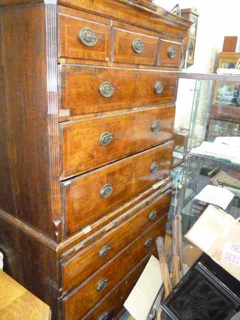 Appraisal: AN TH CENTURY OAK AND WALNUT VENEERED CHEST ON CHEST