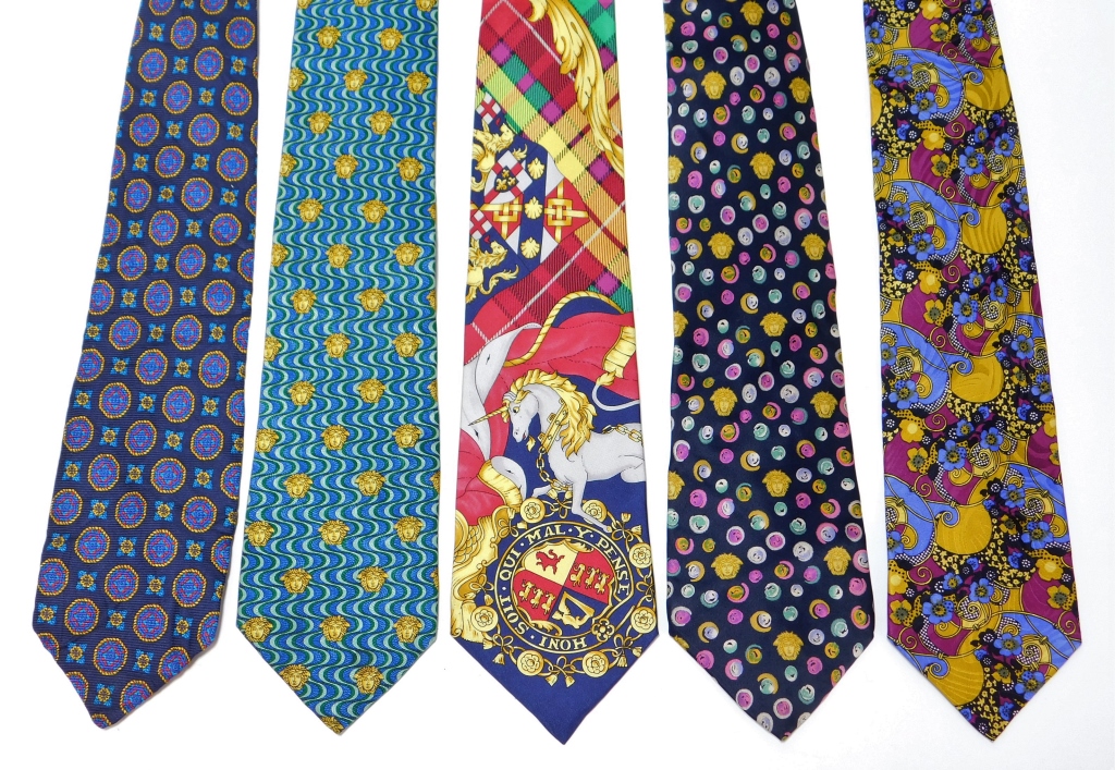 Appraisal: PC GIANNI VERSACE ASSORTED SILK NECKTIES Italy Spain Includes a